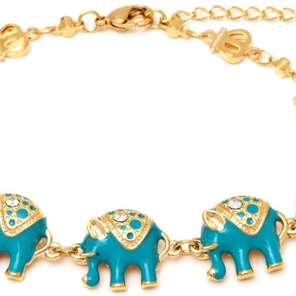 Neiman Marcus Barzel 18k Gold Plated Elephant Blue Eternal Bracelet - Picture 3 of 3